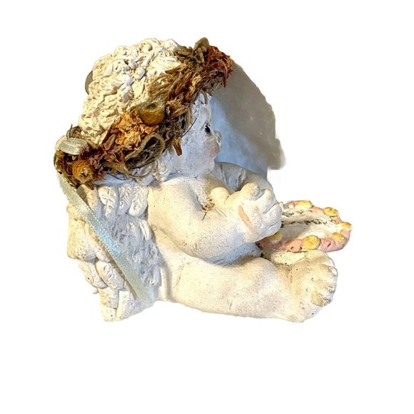 Vintage 1994 Dreamsicles Figurine Sitting Cherub With Birthday Cake 4 Inch - Picture 3 of 7